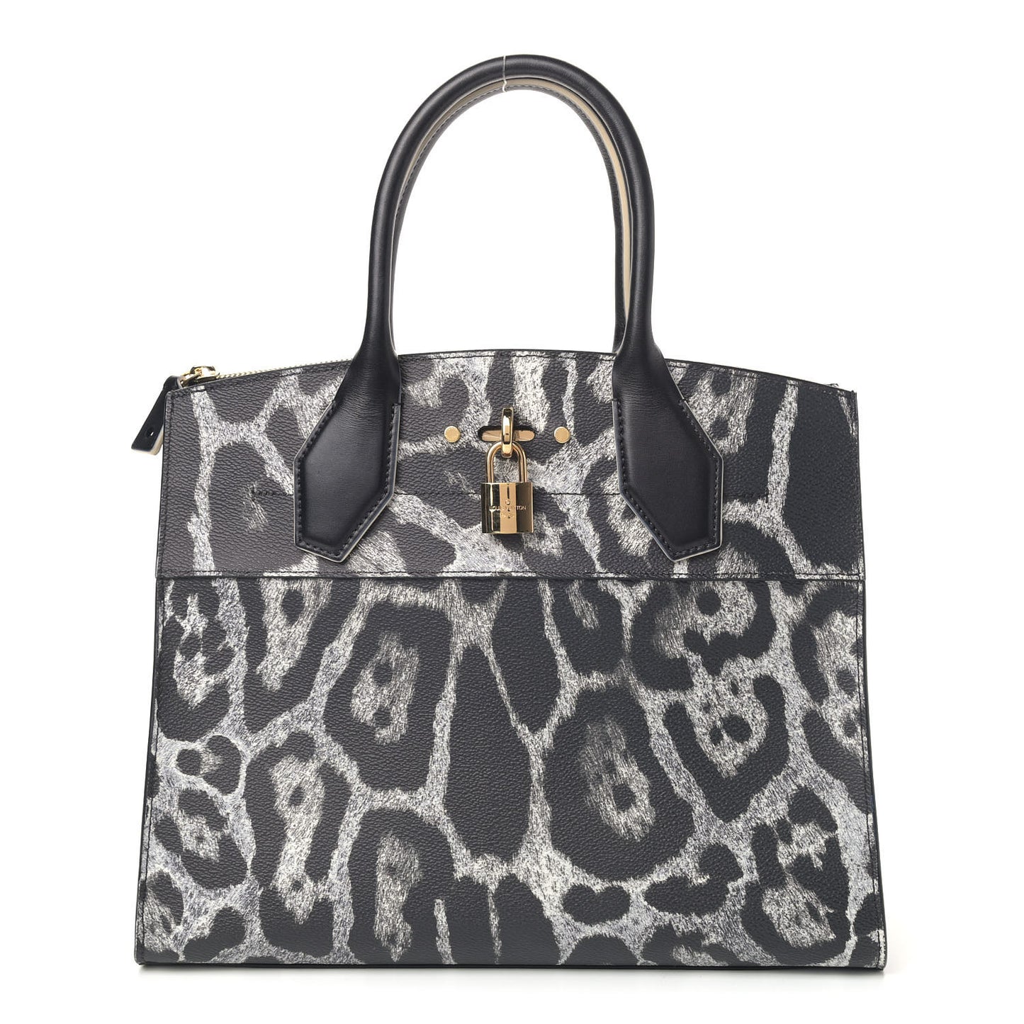 Canvas Calfskin Wild Animal Print City Steamer MM Black