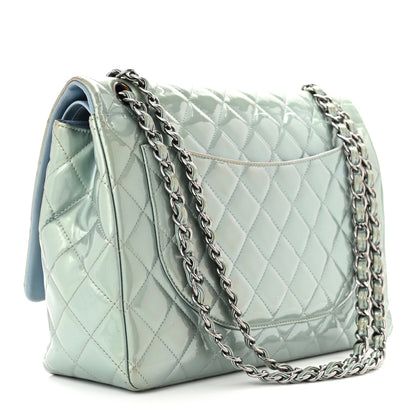 Chanel Patent Quilted Maxi Double Flap Light Blue 3 of 16