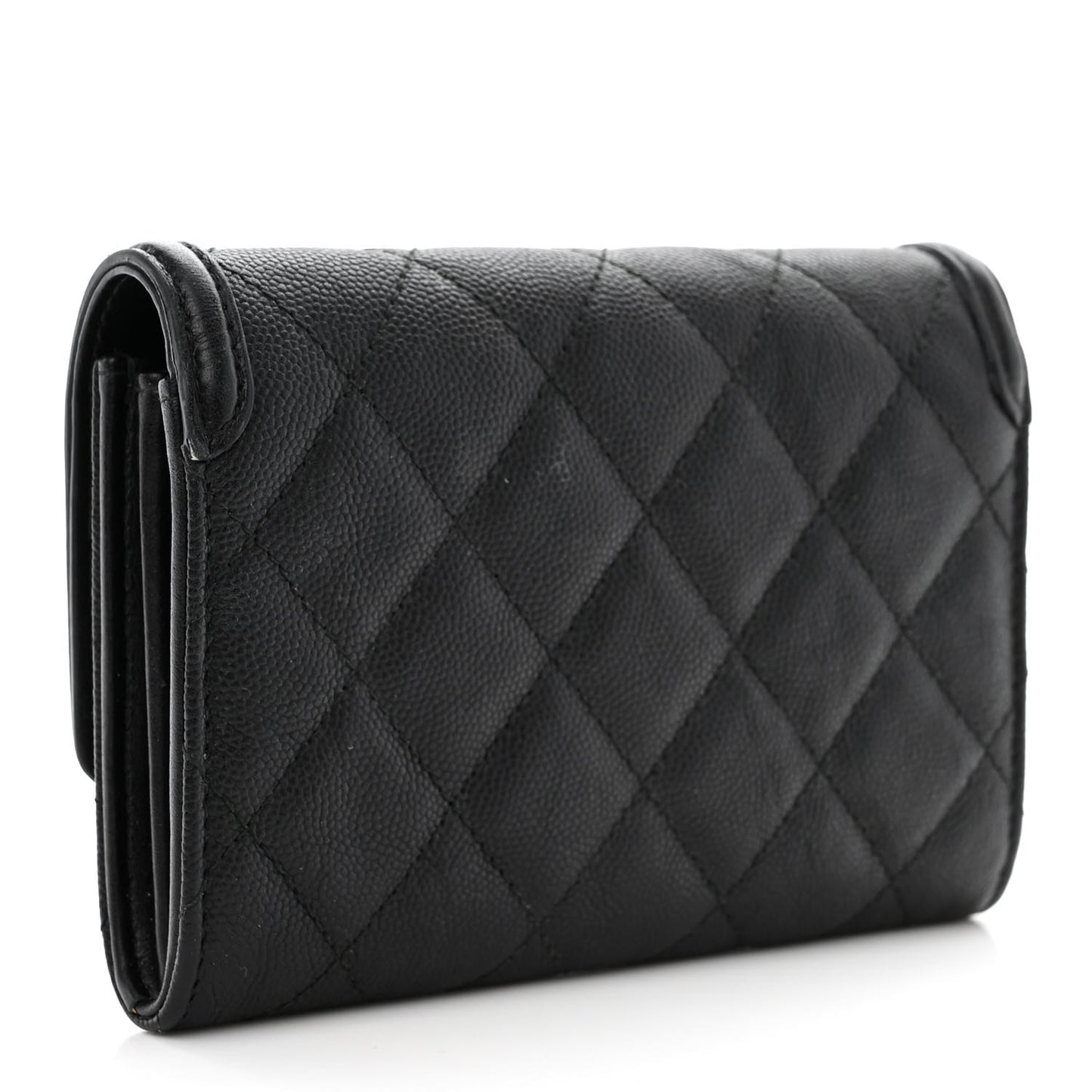 Caviar Quilted Medium Filigree Flap Wallet Black