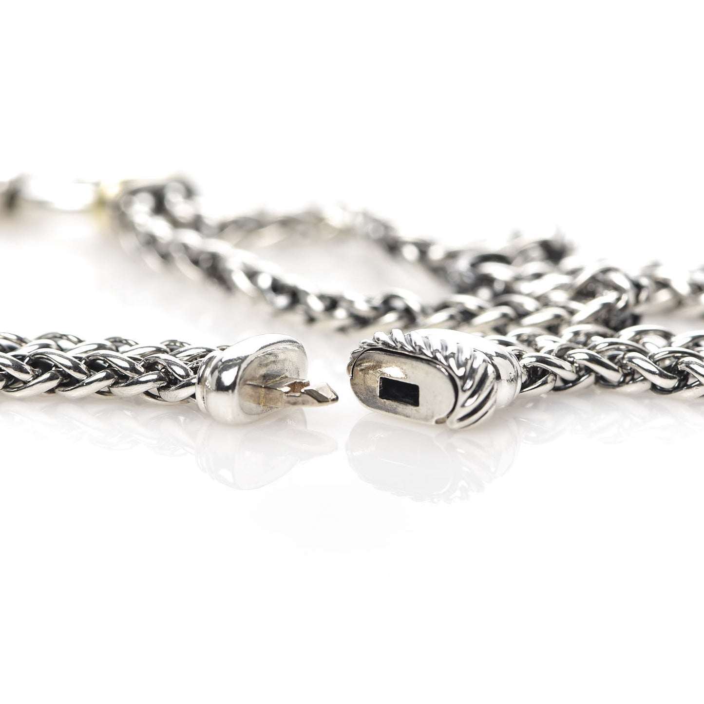 Sterling Silver 18K Yellow Gold 8mm Double Wheat Chain Necklace