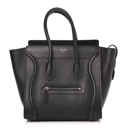 Celine Drummed Calfskin Micro Luggage Black 1 of 9