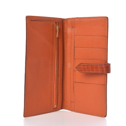 Hermes Shiny Niloticus Crocodile 18K Gold Diamond Bearn Wallet Orange 5 of 17