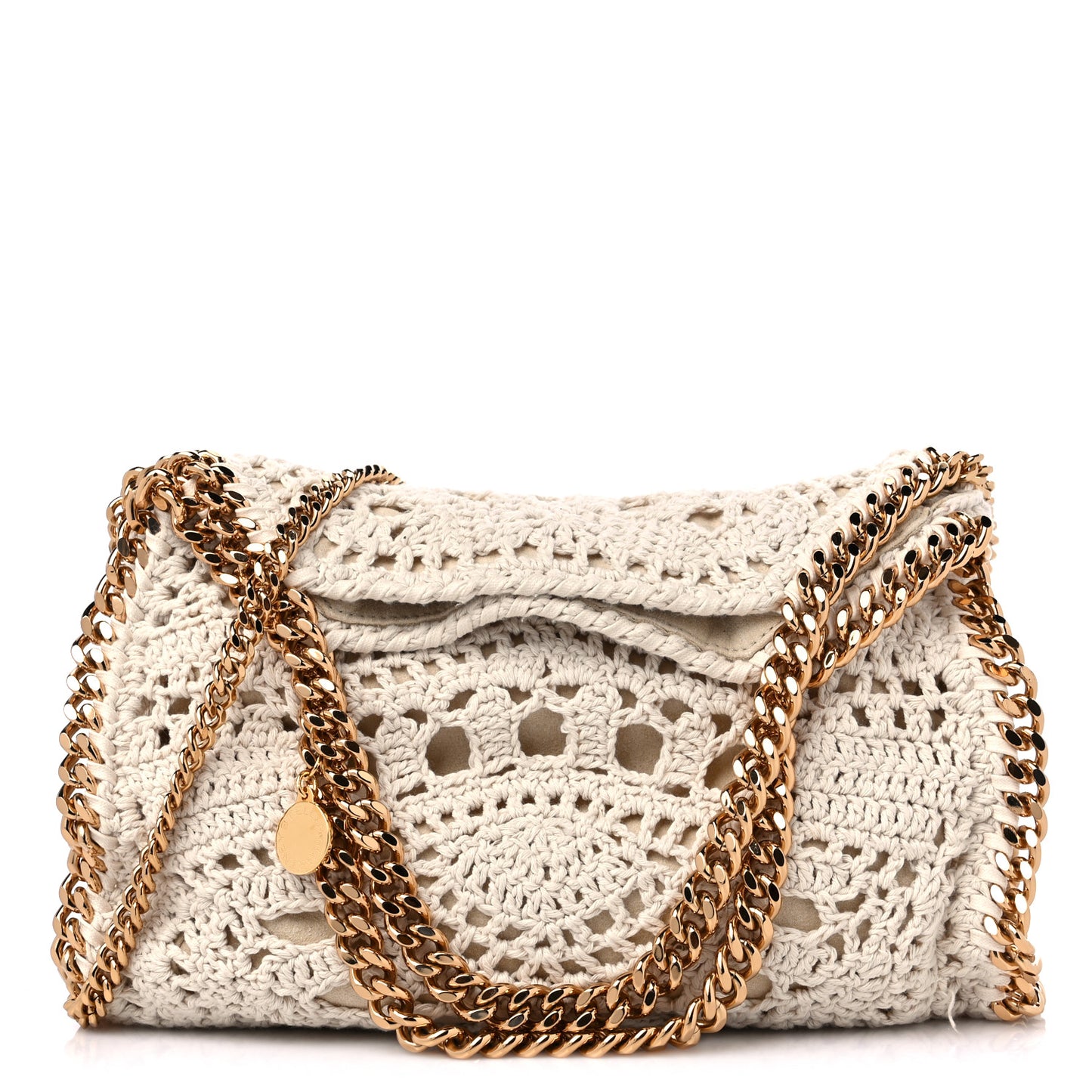 Cotton Crochet Falabella Ajouree Tote Bag White
