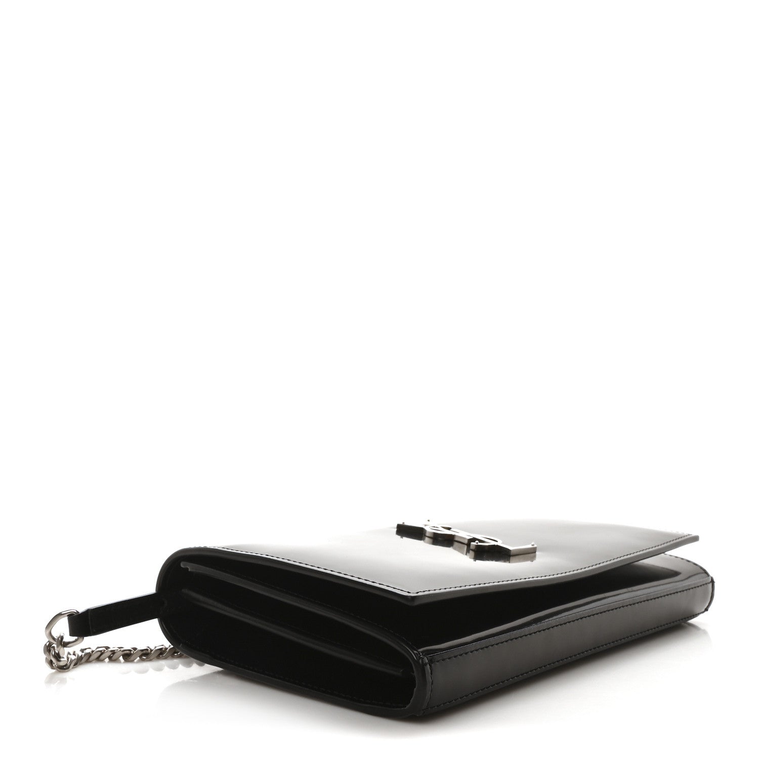 Saint Laurent Patent Calfskin Monogram Kate Wallet On Chain Black 4 of 9