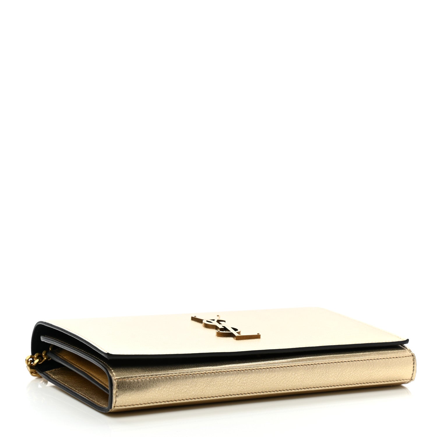 Saint Laurent Metallic Calfskin Medium Classic Monogram Kate Satchel Gold 4 of 11