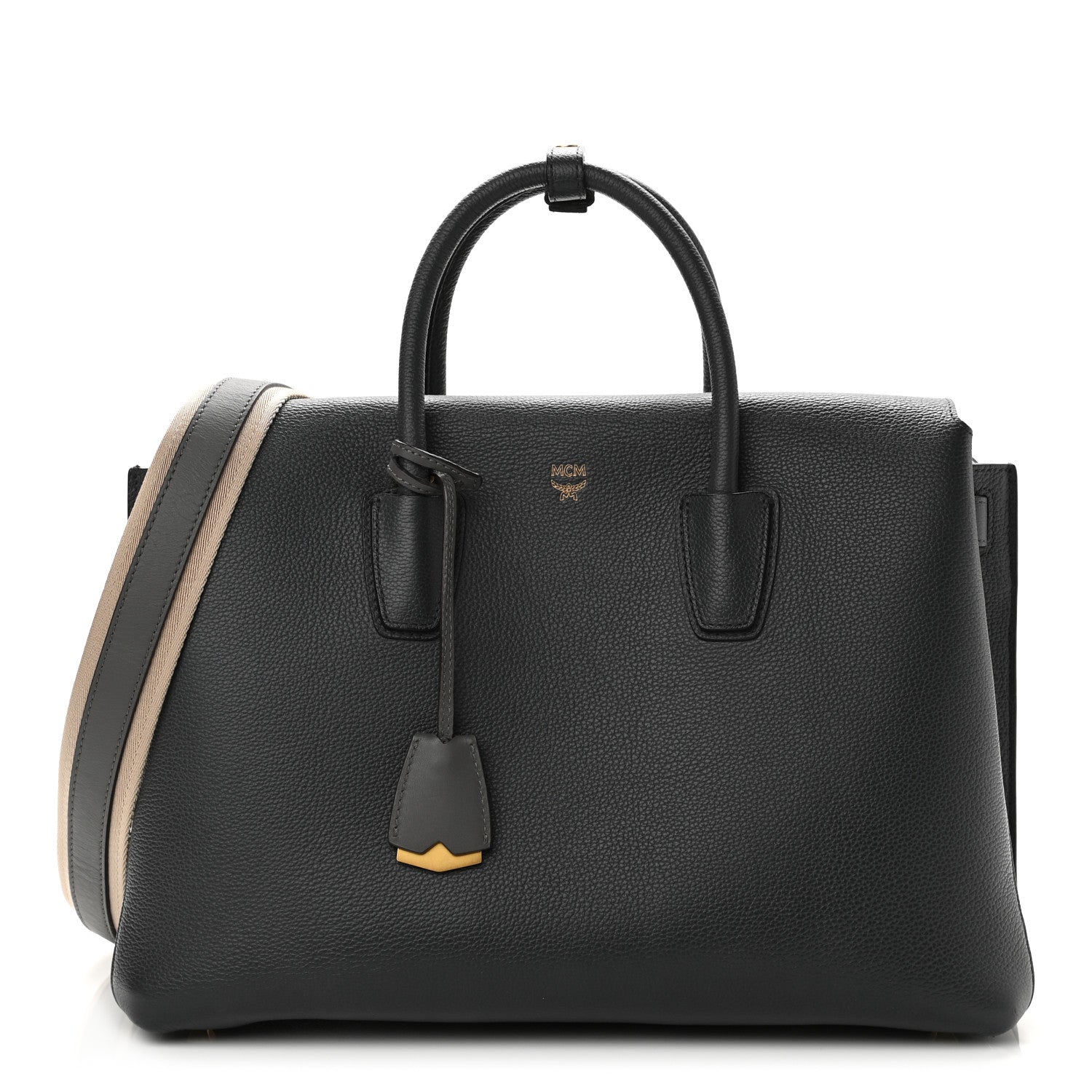 MCM Grained Calfskin Medium Milla Tote Phantom Grey 1 of 16