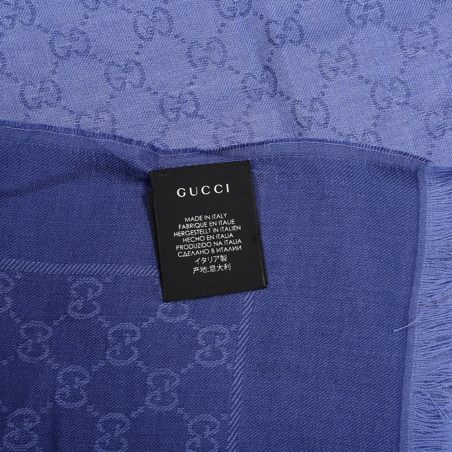 Cotton GG Monogram Summer Sten Fringe Scarf Periwinkle