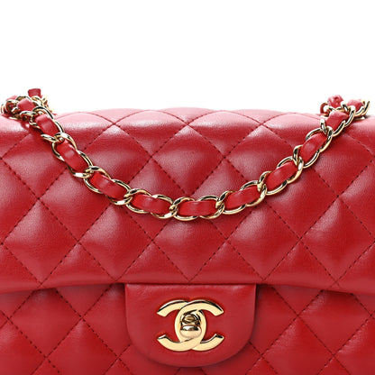 Chanel Lambskin Quilted Mini Rectangular Flap Red 8 of 12