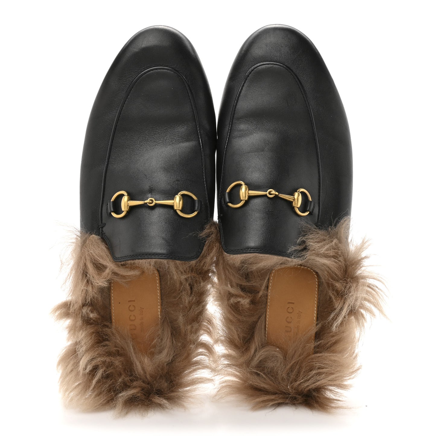 Calfskin Fur Womens Princetown Slippers 40.5 Black