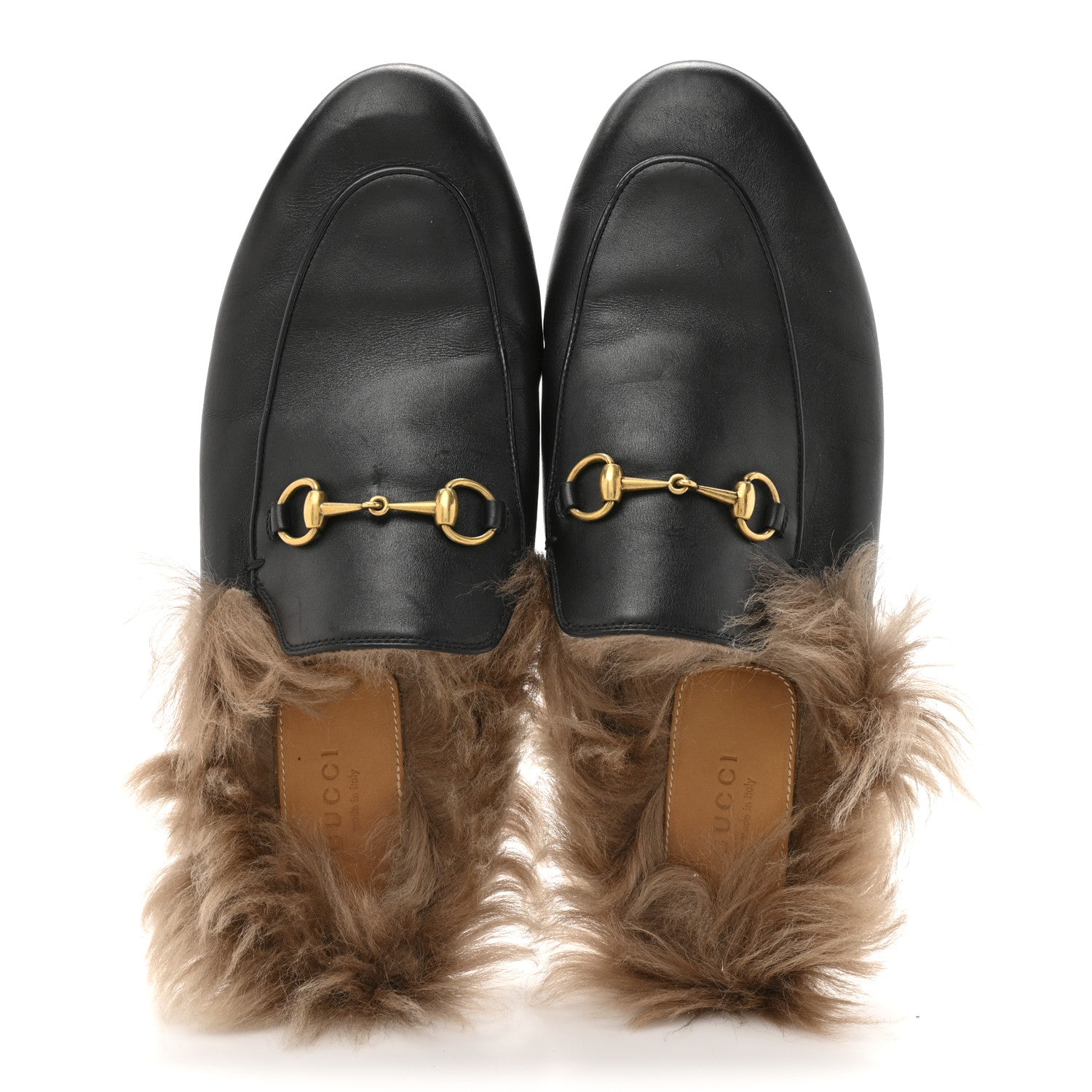 Gucci Calfskin Fur Womens Princetown Slippers 40.5 Black 2 of 8