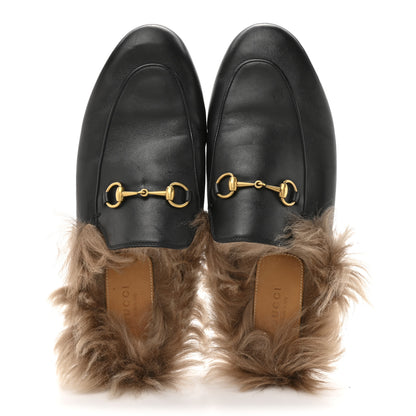 Gucci Calfskin Fur Womens Princetown Slippers 40.5 Black 2 of 8
