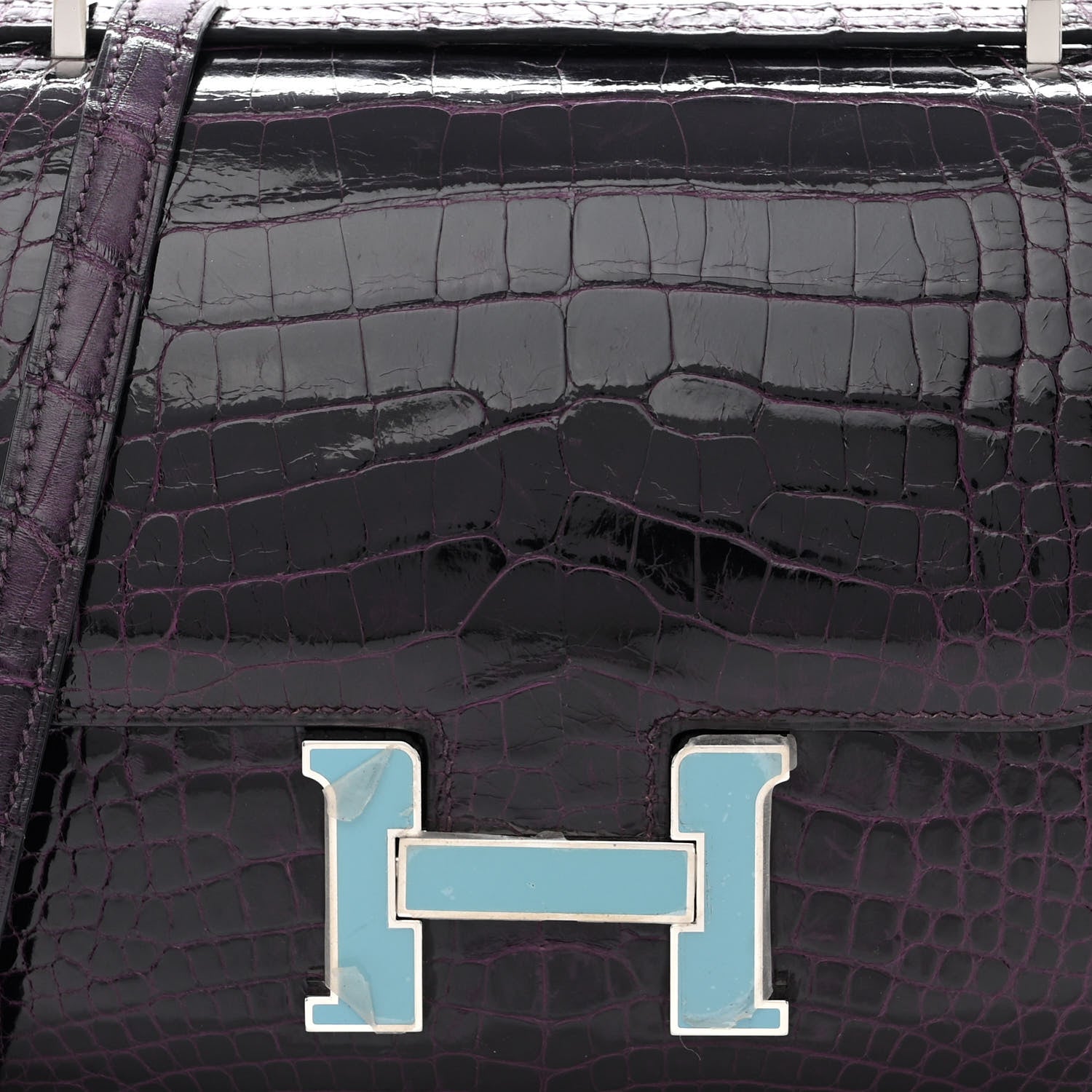 Hermes Shiny Alligator Enamel Constance 18 Prunoir Bleu Saint Cyr 8 of 10