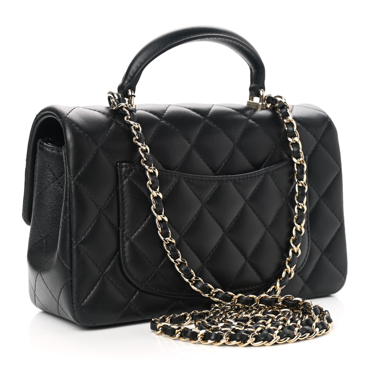 Chanel Lambskin Quilted Mini Top Handle Rectangular Flap Black 3 of 11