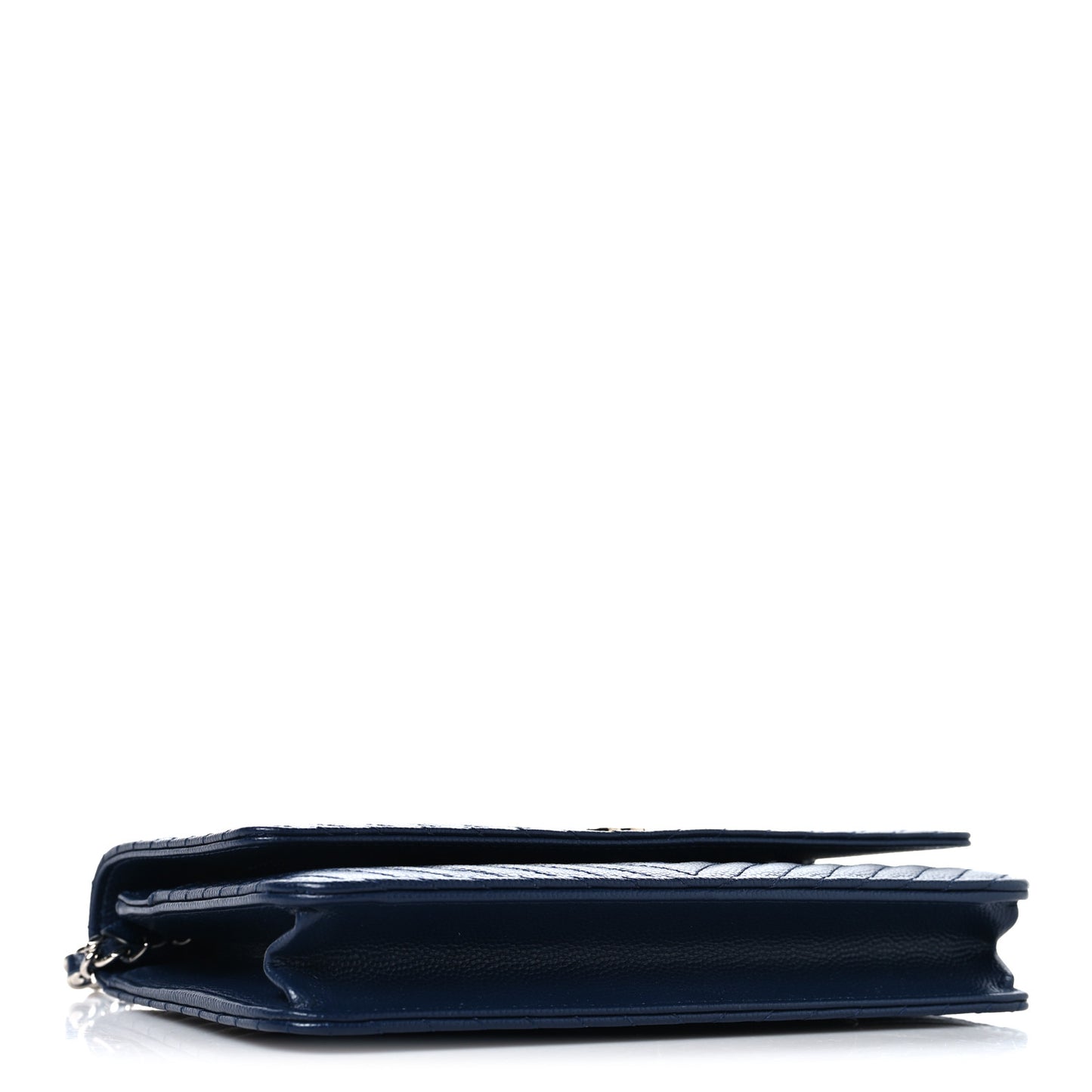 Caviar Chevron Quilted Wallet On Chain WOC Navy