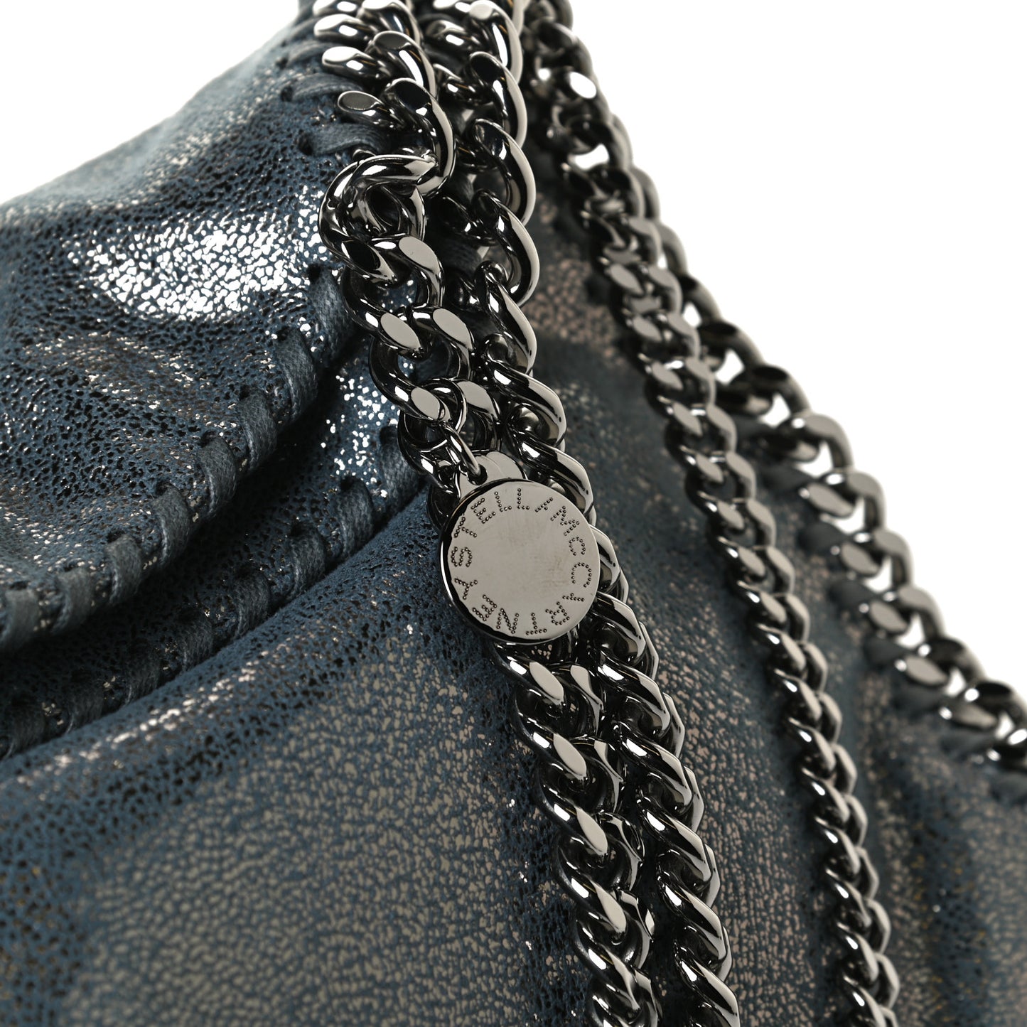 Metallic Shaggy Deer Mini Falabella Fold Over Tote Blue Lagoon