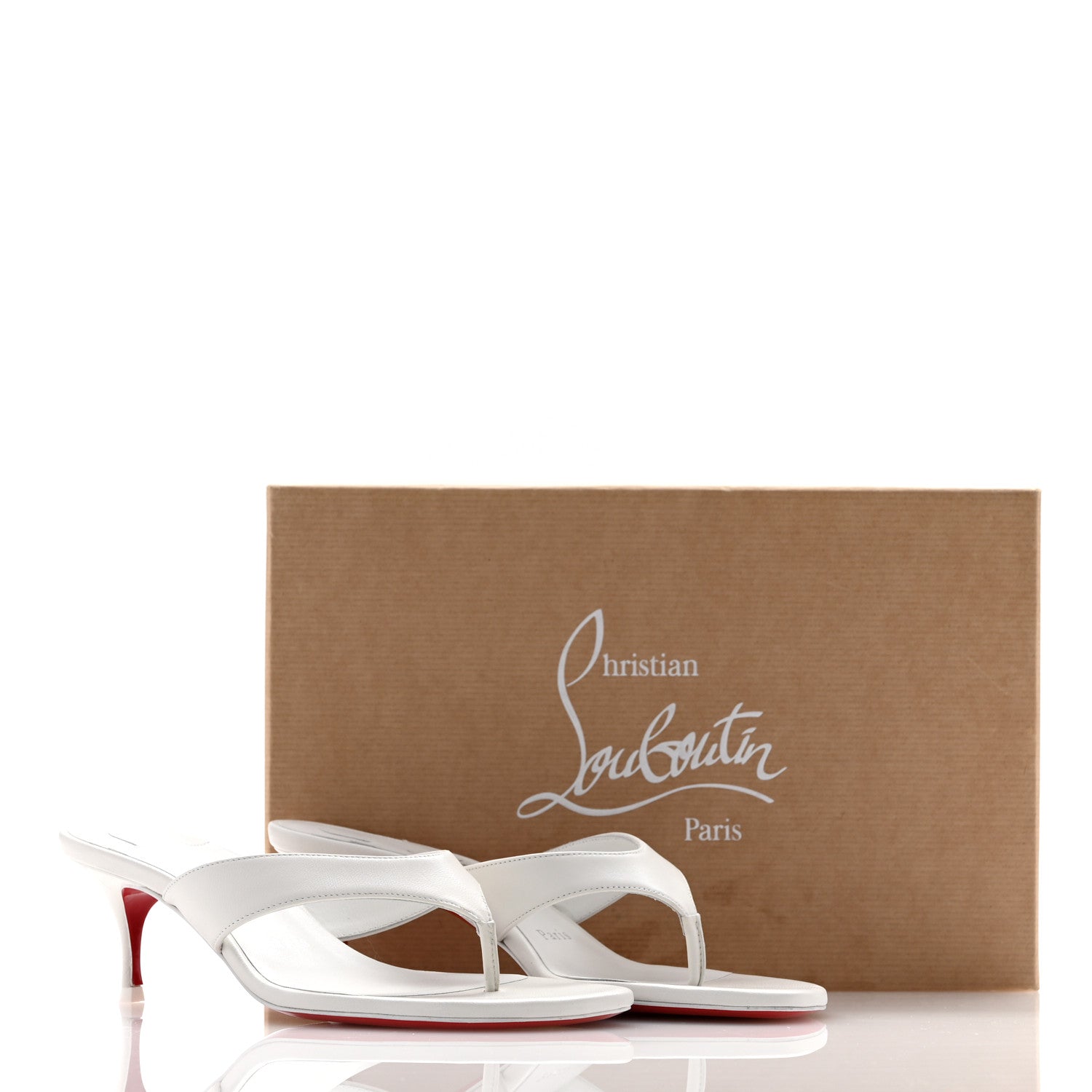 Christian Louboutin Calfskin Raratonga 55 Thong Sandals 36.5 White 8 of 8
