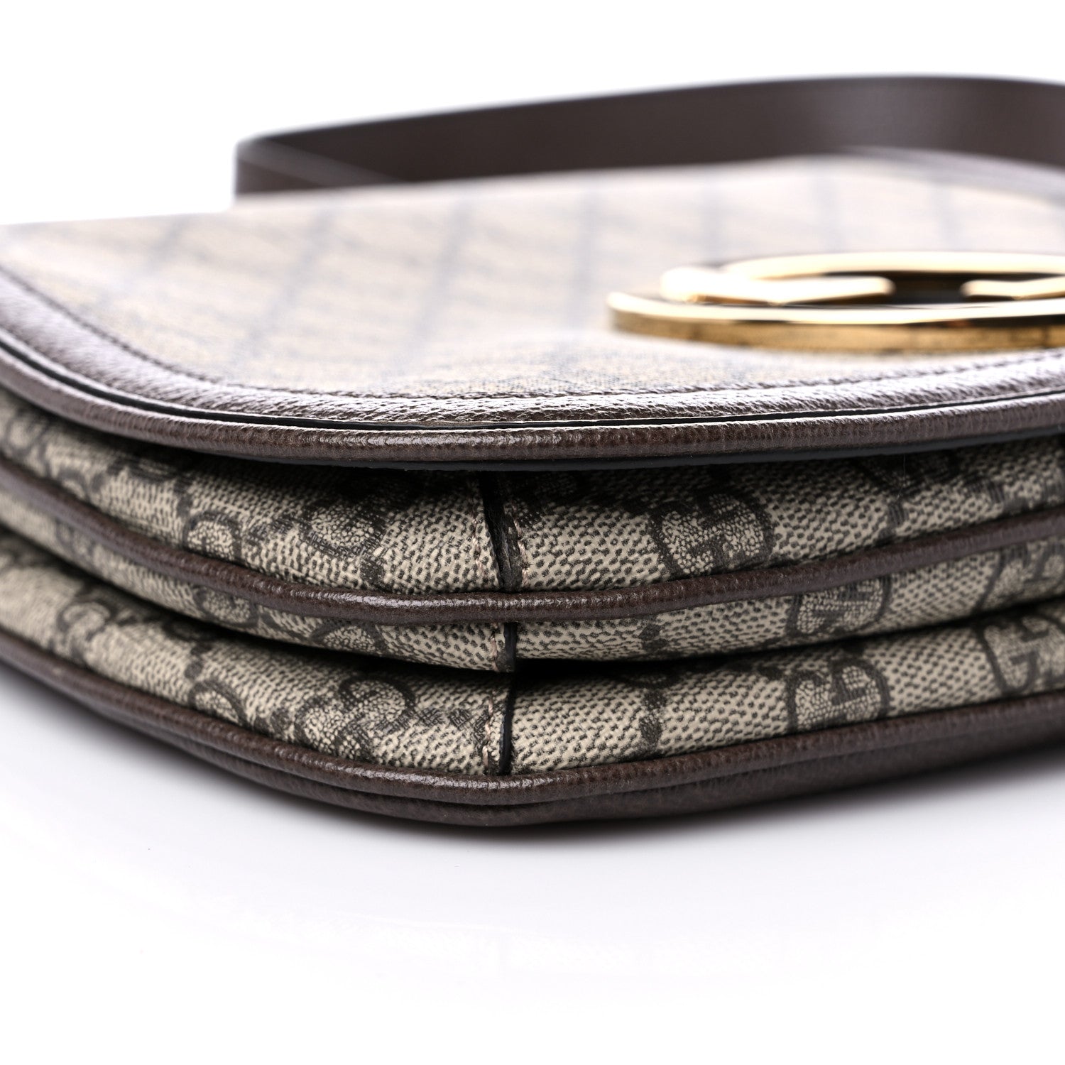 Gucci GG Supreme Monogram Textured Dollar Calfskin Web Medium Blondie Shoulder Flap Bag Beige Ebony New Acero 9 of 11