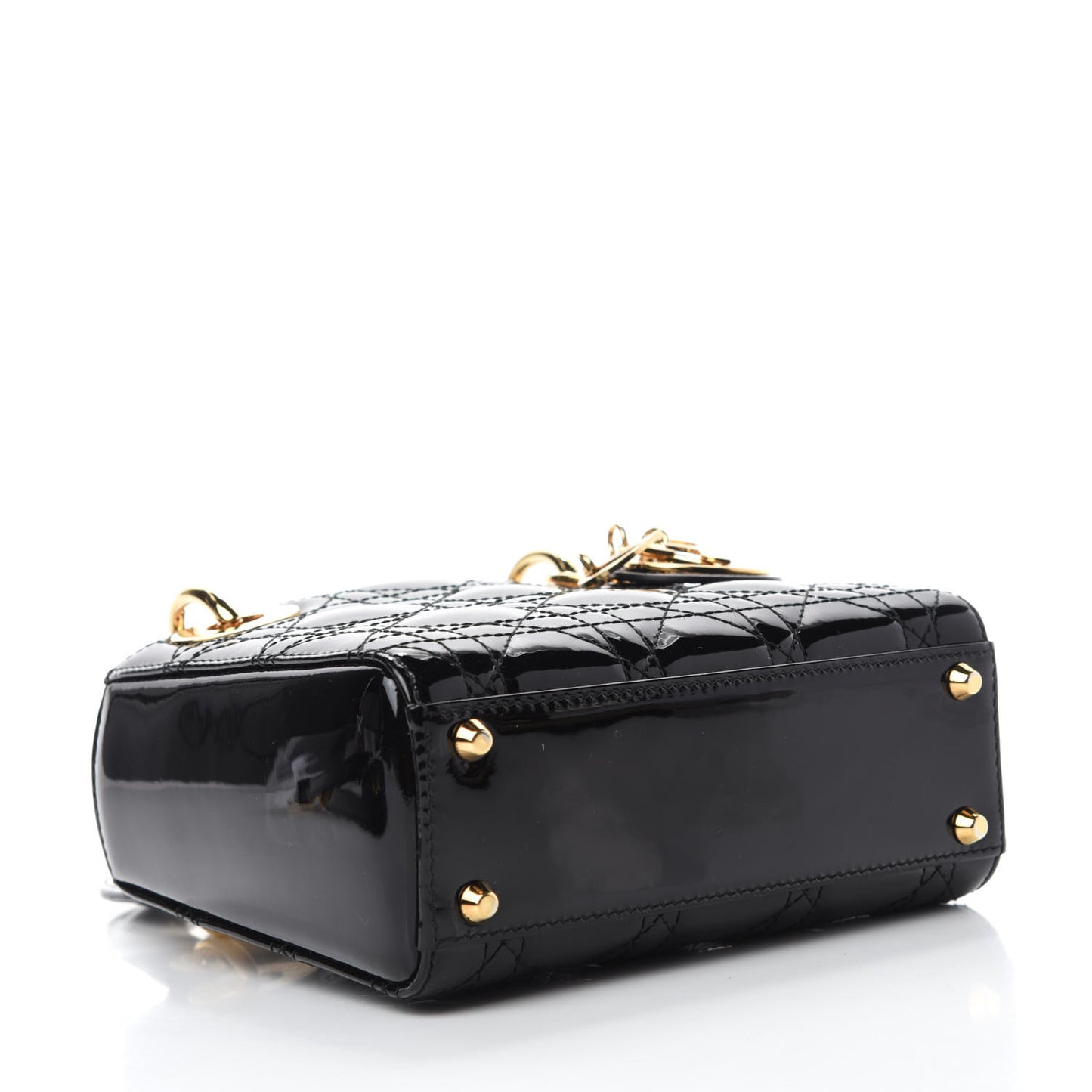 Patent Cannage Mini Lady Dior Black