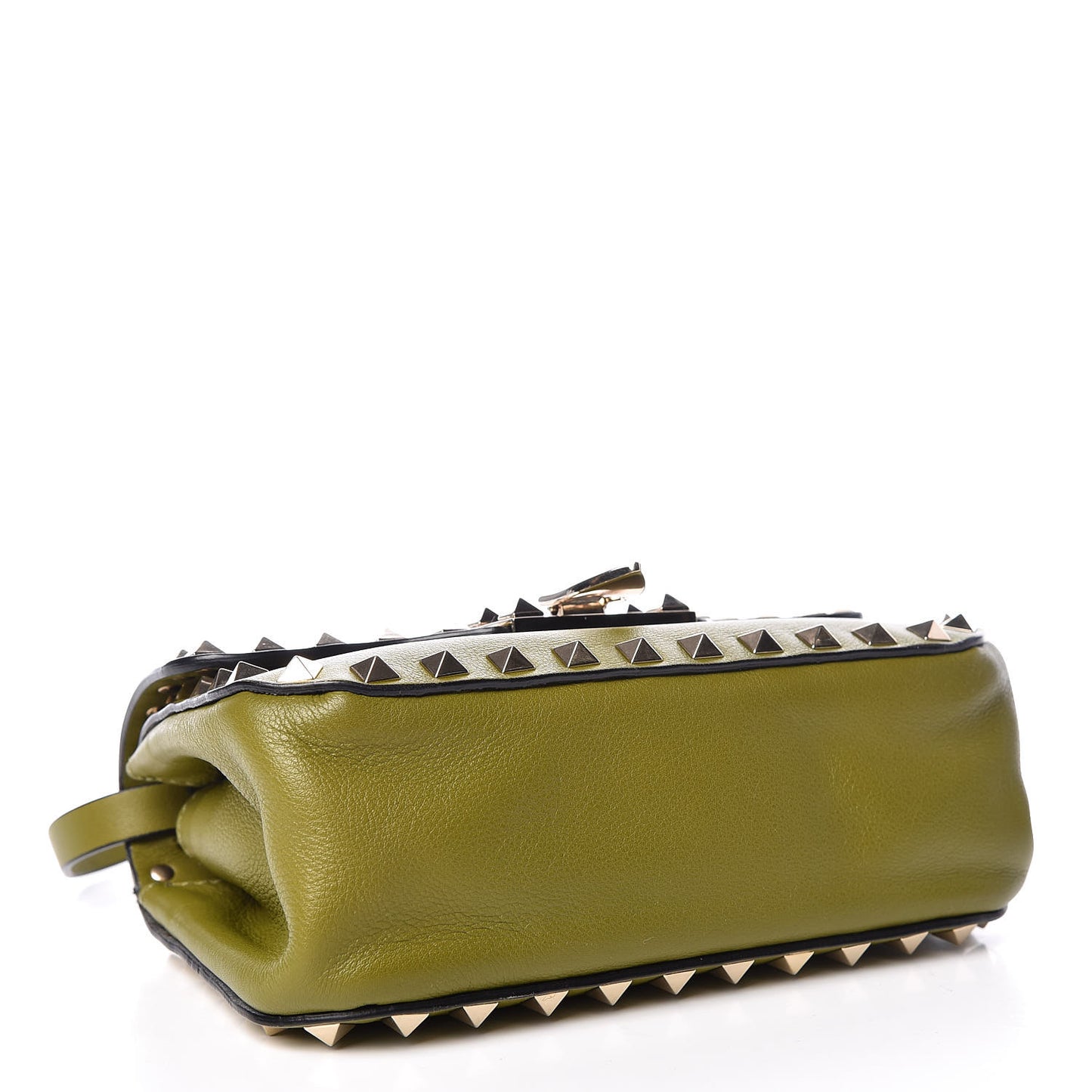 Vitello Mini Rockstud Flap Saddle Crossbody Bag Military Green