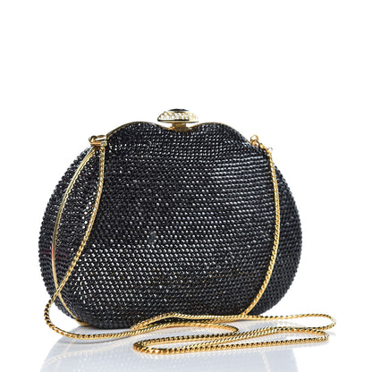 Judith Leiber Swarovski Crystal Minaudiere Clutch Black Gold 4 of 9