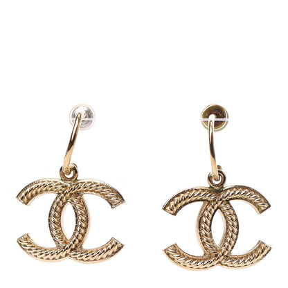 Chanel Twisted CC Hoop Drop Earring Gold 1 of 4