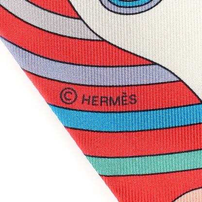 Hermes Silk Carres Volants Twilly Grenadine White Bleu 2 of 4