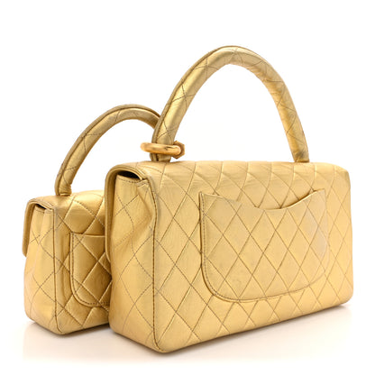 Chanel Metallic Lambskin Quilted Parent Child Kelly Flap Gold 5 of 29