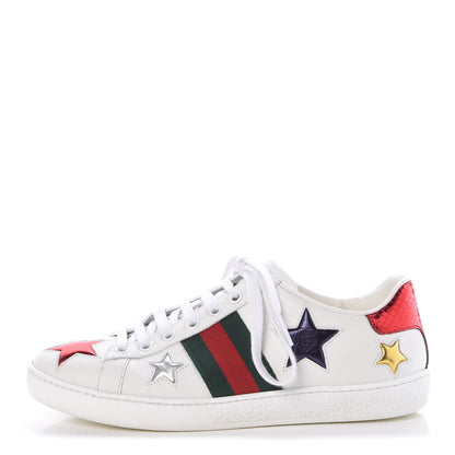 Gucci Calfskin Ayers Web Star Embroidered Womens Ace Sneakers 35.5 White Multi 1 of 8