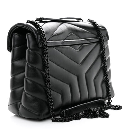 Saint Laurent Calfskin Y Quilted Monogram Monochrome Small Loulou Chain Satchel Black 3 of 10