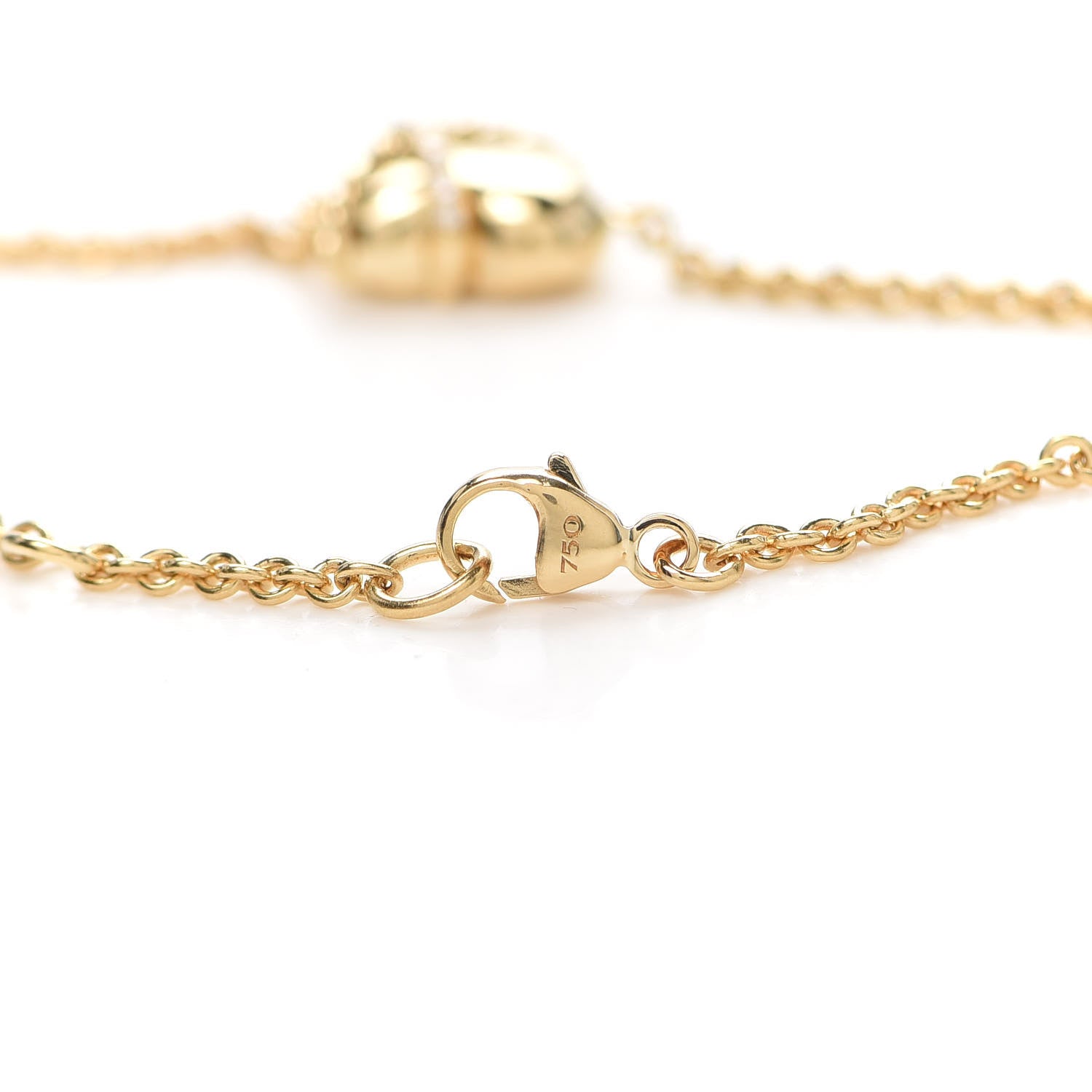 David Yurman 18K Yellow Gold Diamond Le Petit Coeur Sculpted Heart Chain Bracelet 4 of 5