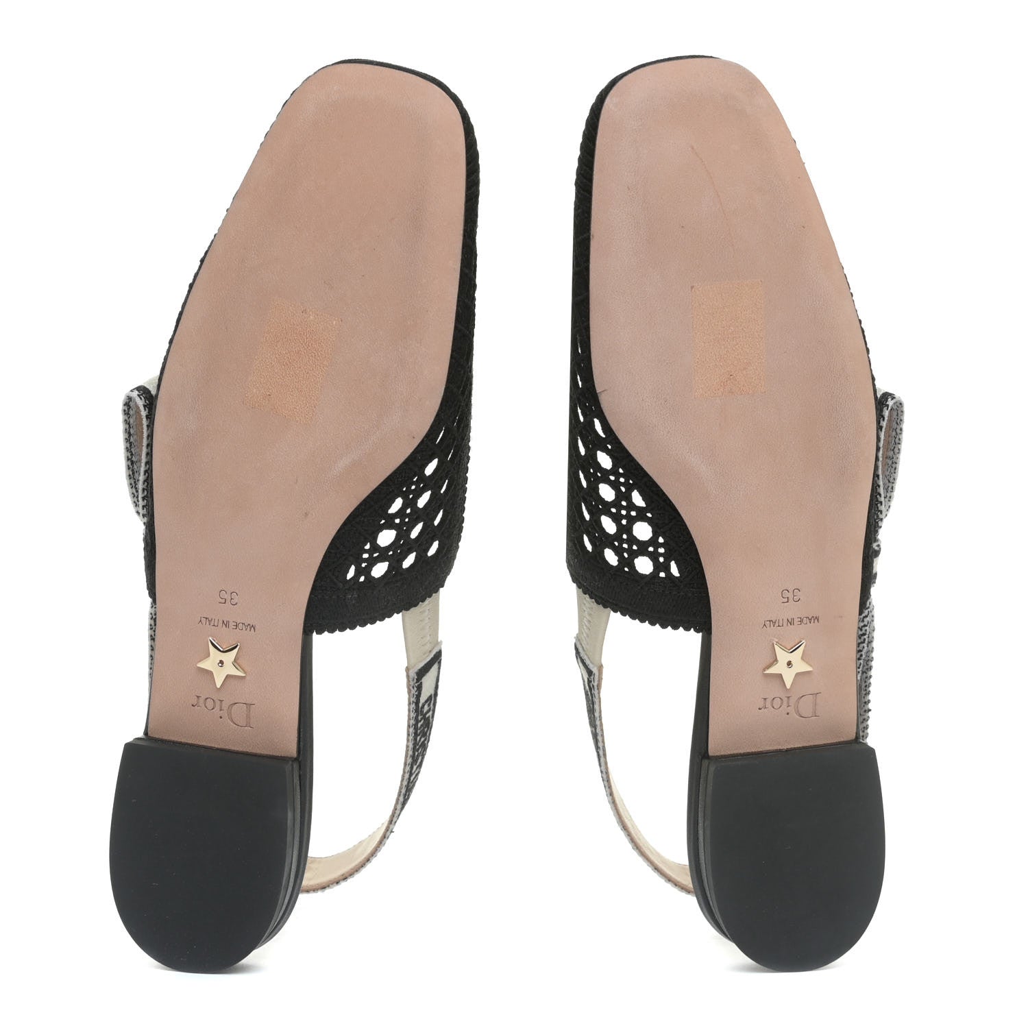 Christian Dior Cotton Lambskin Mesh Cannage Dior & Moi Slingback Ballet Flats 35 Black 6 of 8