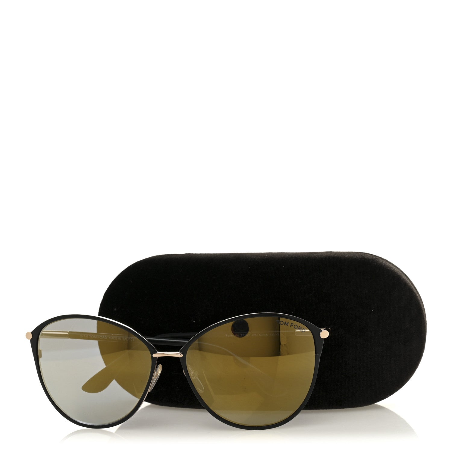 Lunettes De Soleil Tom Ford Penelope TF 320 – Métal Noir/bleu – Neuves Avec Défaut