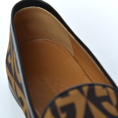 Gucci Canvas Rhombus Horsebit Mens Jordaan Loafers 9 Camel Brown Black 13 of 14