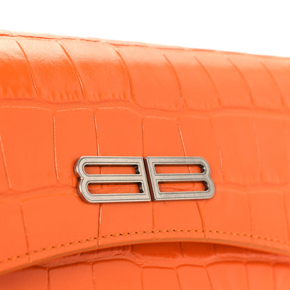 Balenciaga Shiny Super Supple Calfskin Crocodile Embossed Small XX Flap Stretch Bag Pop Orange 13 of 13