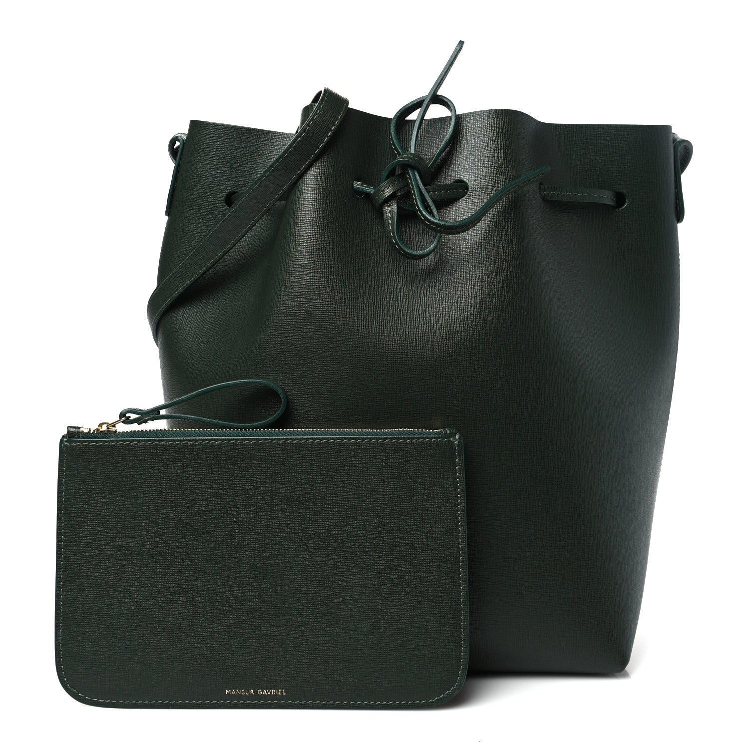 Mansur Gavriel Saffiano Bucket Bag Moss 3 of 11