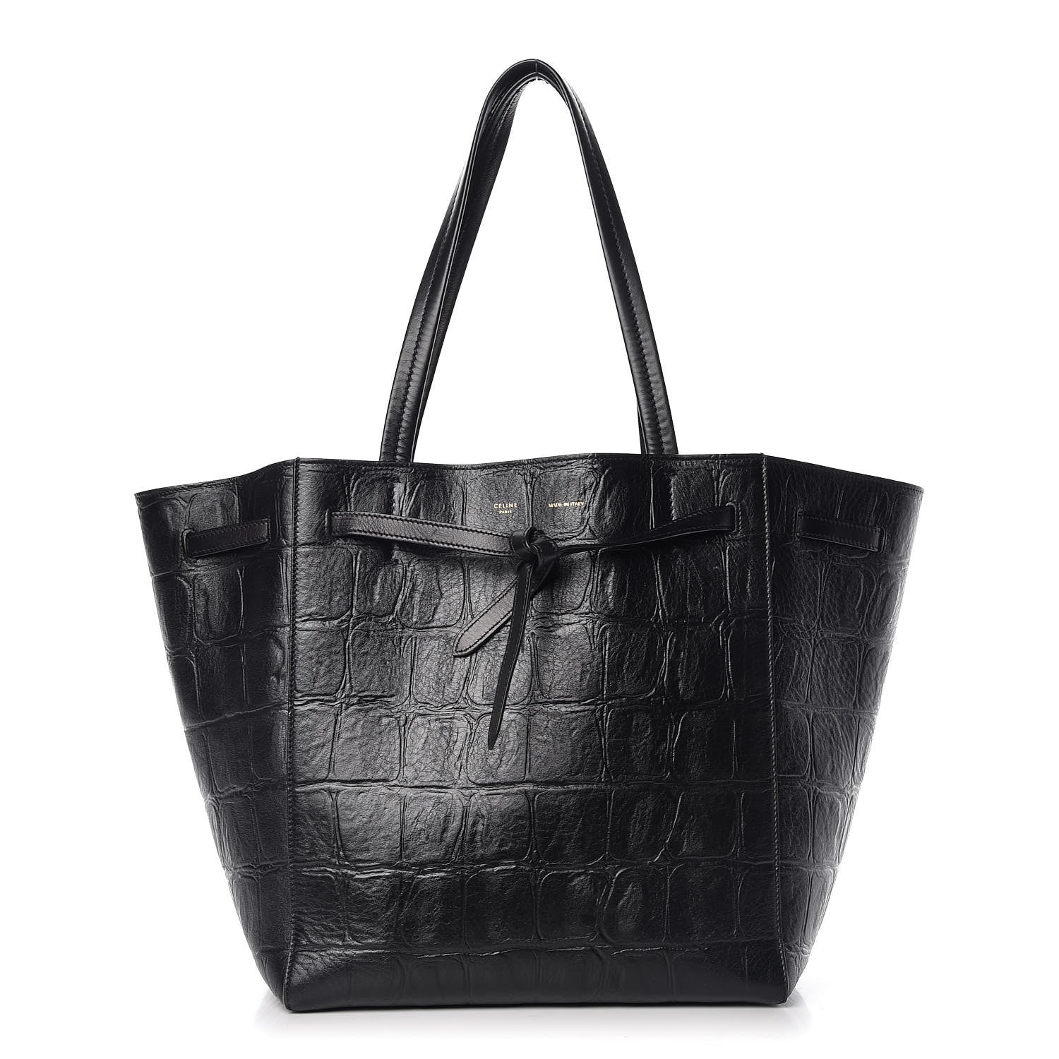 Celine Crocodile Embossed Calfskin Small Belt Cabas Phantom Black 1 of 12