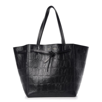 Celine Crocodile Embossed Calfskin Small Belt Cabas Phantom Black 1 of 12
