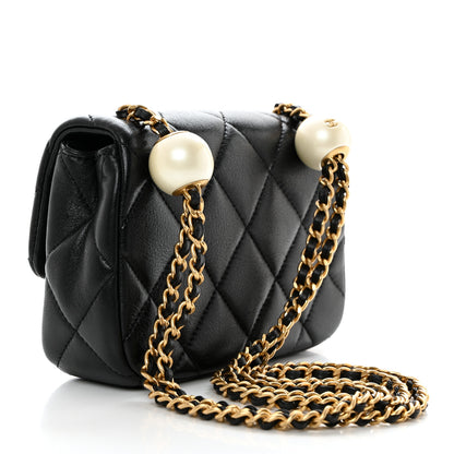 Chanel Lambskin Pearl Quilted Mini Flap Black 2 of 10