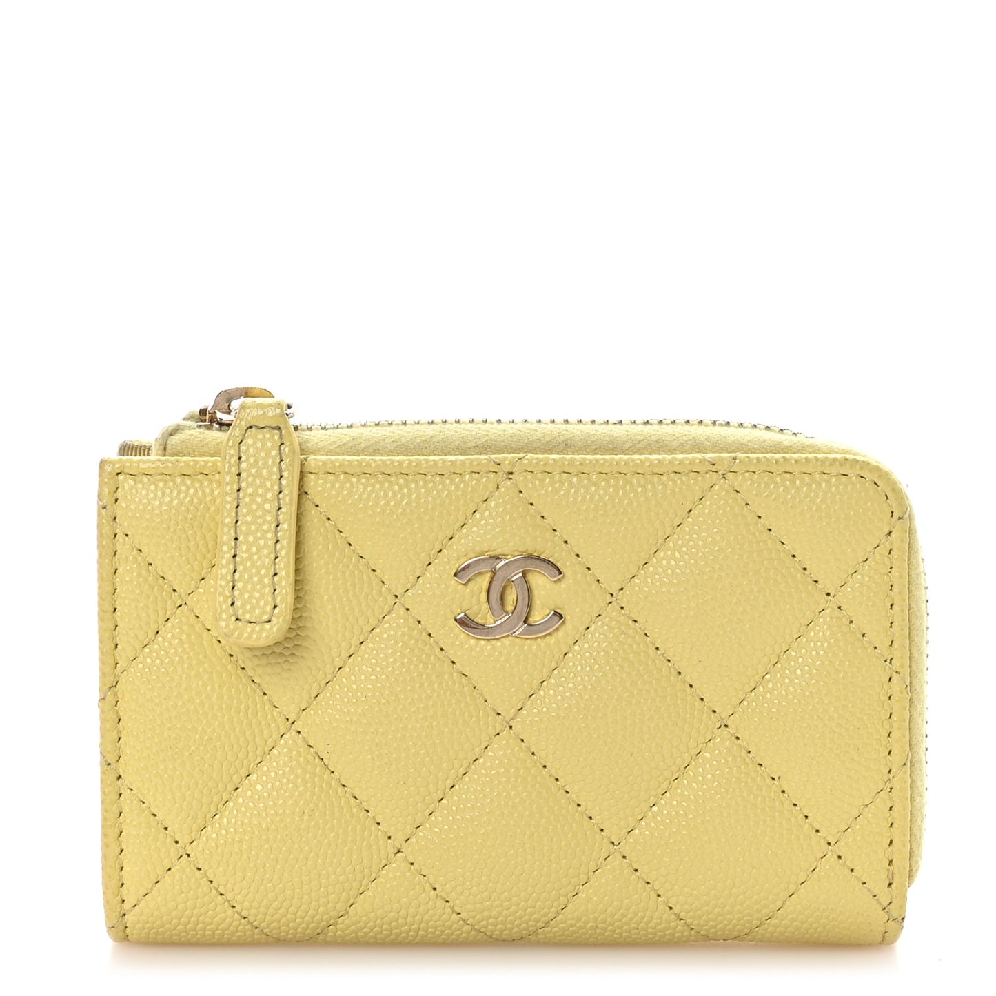 Caviar Quilted Zipped Key Holder Case Yellow