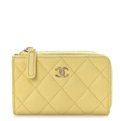 Chanel Caviar Quilted Zipped Key Holder Case Yellow 1 of 7