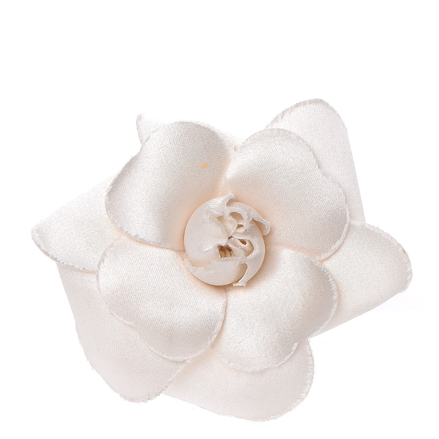 Chanel Silk Taffeta Camellia Brooch Pin White 1 of 5