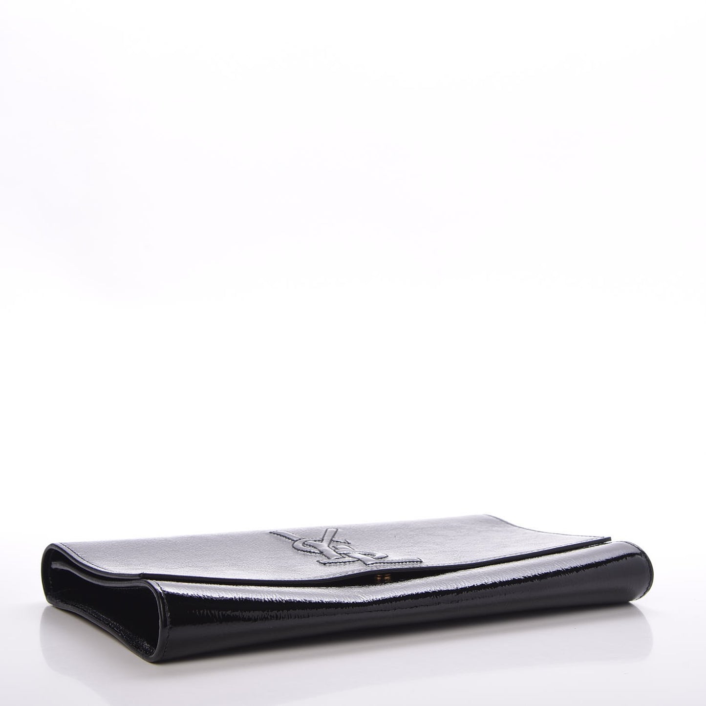 Textured Patent Monogram Large Belle De Jour Clutch Black
