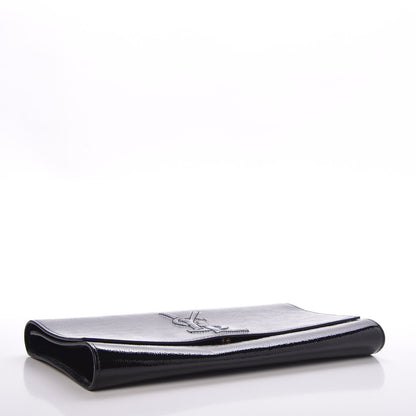 Saint Laurent Textured Patent Monogram Large Belle De Jour Clutch Black 4 of 7