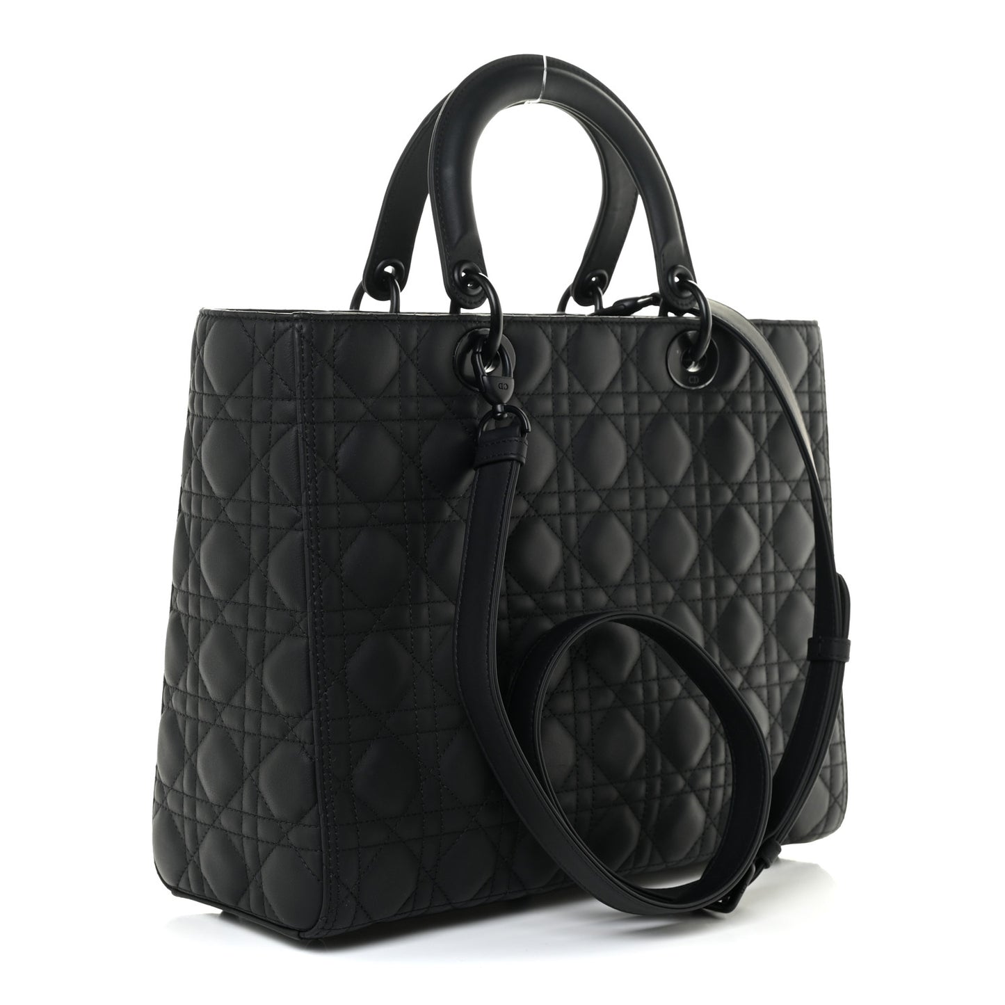 Ultra Matte Calfskin Cannage Large Lady Dior Black