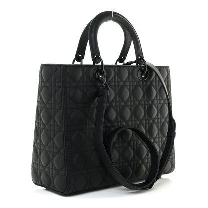 Christian Dior Ultra Matte Calfskin Cannage Large Lady Dior Black 3 of 21