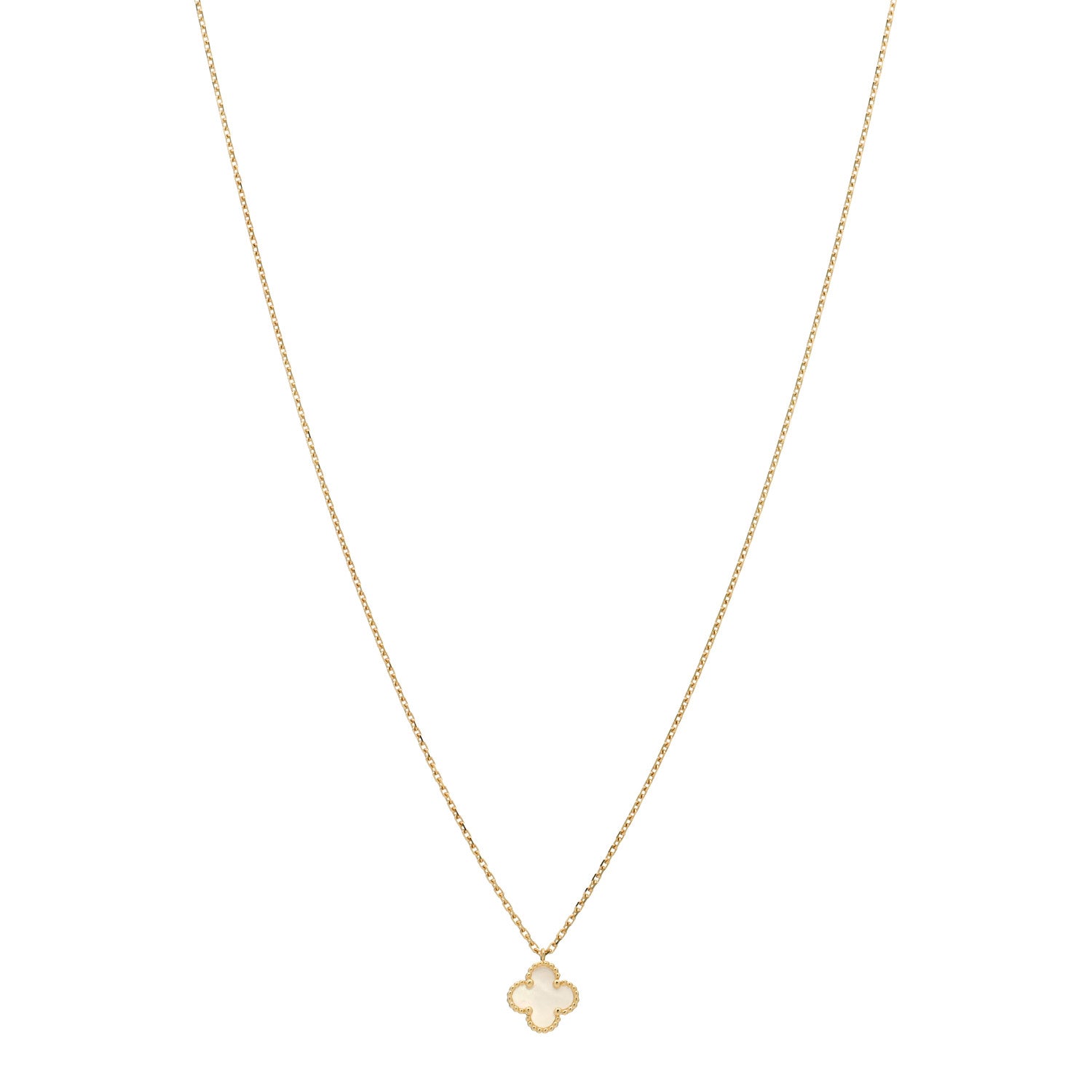 Van Cleef & Arpels 18K Yellow Gold Mother of Pearl Sweet Alhambra Pendant Necklace 1 of 5
