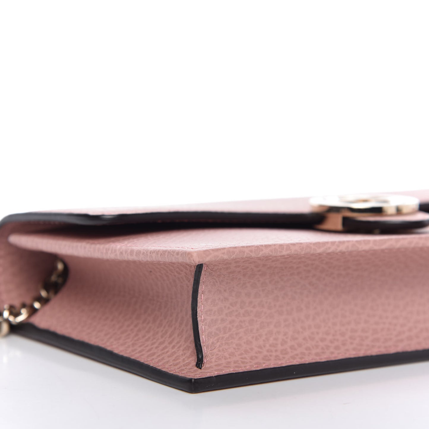 Dollar Calfskin Interlocking G Chain Wallet Soft Pink