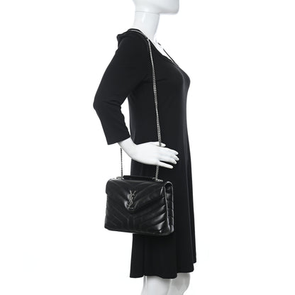 Saint Laurent Calfskin Y Quilted Monogram Small Loulou Chain Satchel Black 2 of 13