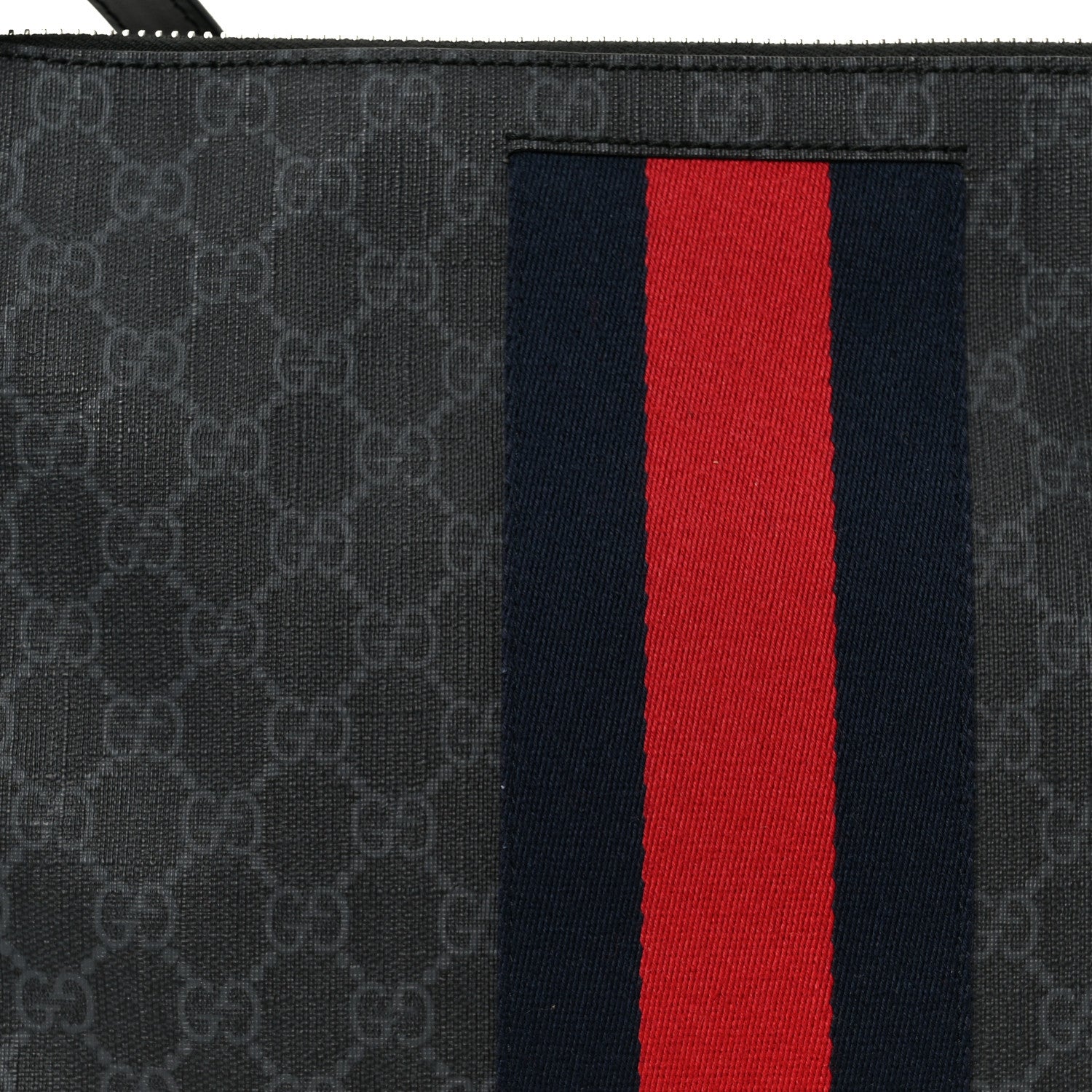 Gucci Soft GG Supreme Monogram Appia Calfskin Web East West Messenger Bag Black Grey 9 of 11