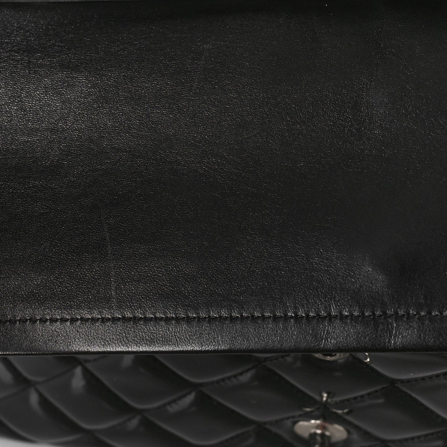 Patent Quilted Jumbo Double Flap Black